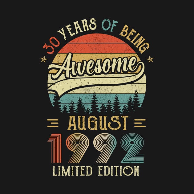 Born August 1992 30th Birthday Made In 1992 30 Year Old by JoanaArtStore