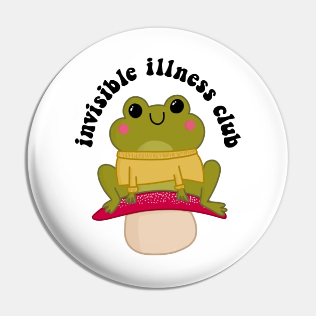 Invisible Illness Club - Cute Frog Mushroom Sticker Pin by tonirainbows