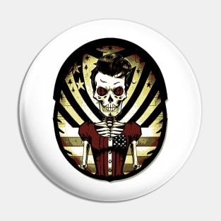 Funny Patriotic Rockabilly Skeleton Pin