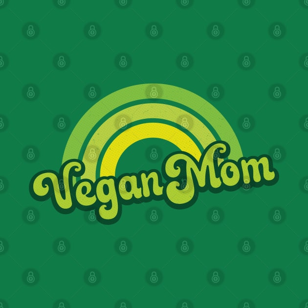 Vegan Mom Retro Rainbow Green by Jitterfly
