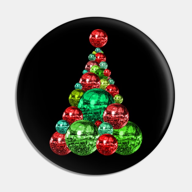 Retro Red and Green Disco Christmas Tree Pin by Art by Deborah Camp