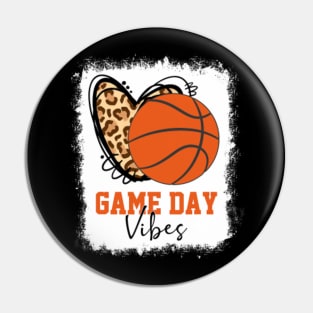 Bleached Game Day Vibes Basketball Fan Mom Grandma Auntie Pin