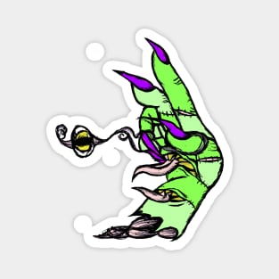 Multi Mouthed Zombie Hand in Neon Magnet