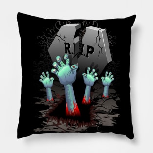 Zombie Hands on Cemetery Pillow