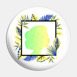 PRETTY Woman Portrait Yellow Pin