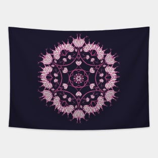 Elegant Floral Mandala Pink Flowers Tapestry