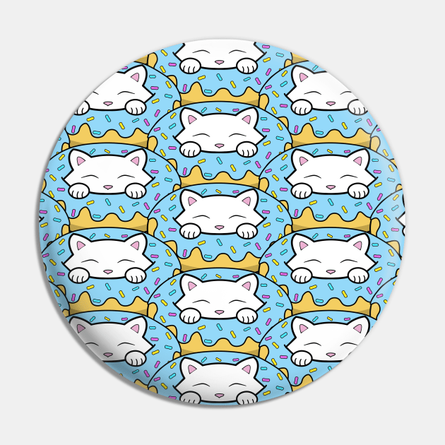 Cats eating donuts pattern Pin by Purrfect