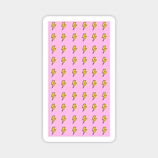 Bold Yellow Lightning Bolt Pattern on Pink Magnet