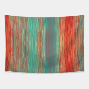 Bright Orange Turquoise Green Rough Stripes Tapestry