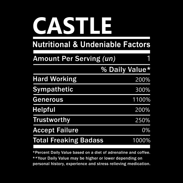 Castle Name T Shirt - Castle Nutritional and Undeniable Name Factors Gift Item Tee by nikitak4um