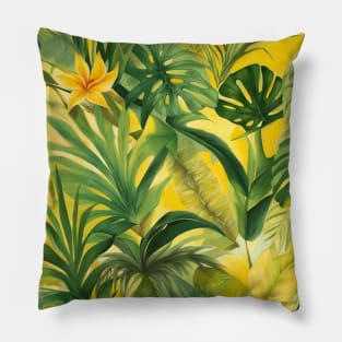 Vintage Vibe Beautiful Tropical Big Leaf Pattern Pillow