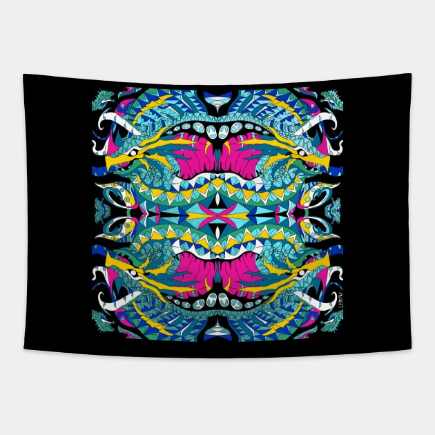 KAIJU MADNESS ATTACK IN KRAKEN ECOPOP ART Tapestry by jorge_lebeau