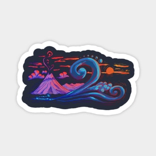 Sunset Fuji Waves Magnet