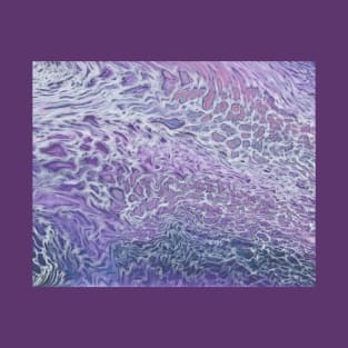 Lilac Acrylic Pouring Abstract Fluid Art T-Shirt
