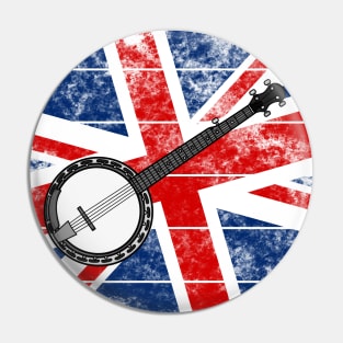 Banjo UK Flag Britain Banjoist British Musician Pin