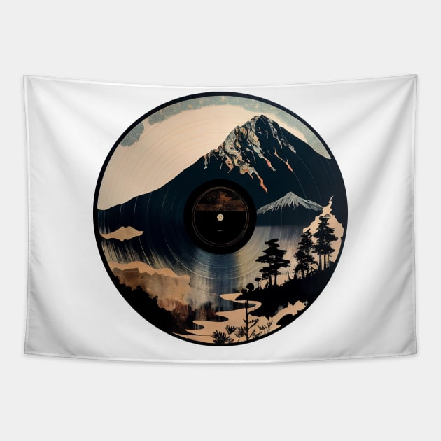 Mountain View on Vinyl Record Tapestry by Bondoboxy