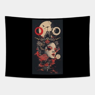 Red Flower Girl Tapestry