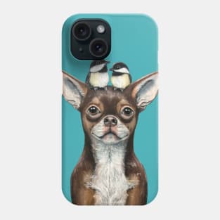 "Chihuahua & Chickadees" - Topped Dogs collection Phone Case