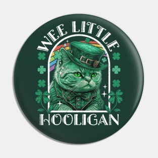 Wee Little Hooligan Cat Leprechaun Pin
