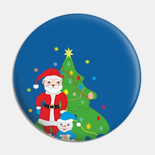 Funny Santa and Snowman Pin