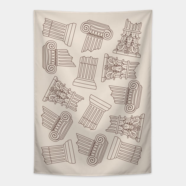Dark Academia Greek Column Pattern ver. 1 Dark Academia Tapestry TeePublic