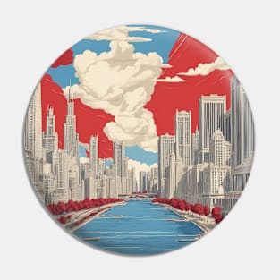 Chicago Illinois United States of America Tourism Vintage Poster Pin