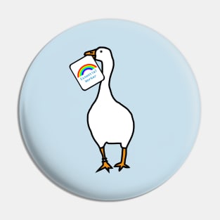 Goose with Stolen Essential Worker Rainbow Card Pin