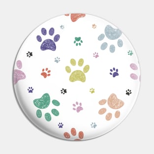 Doodle colorful paw prints Pin