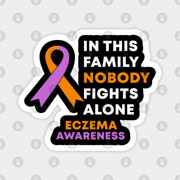 In This Family Nobody Fights Alone Eczema Awareness Magnet by Color Fluffy