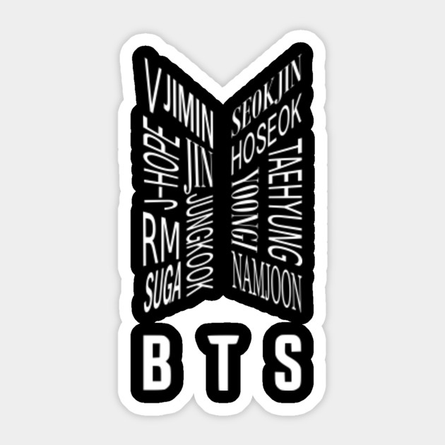 BTS LOGO NAMES COLLAGE WHITE - Bts Logo - Sticker | TeePublic