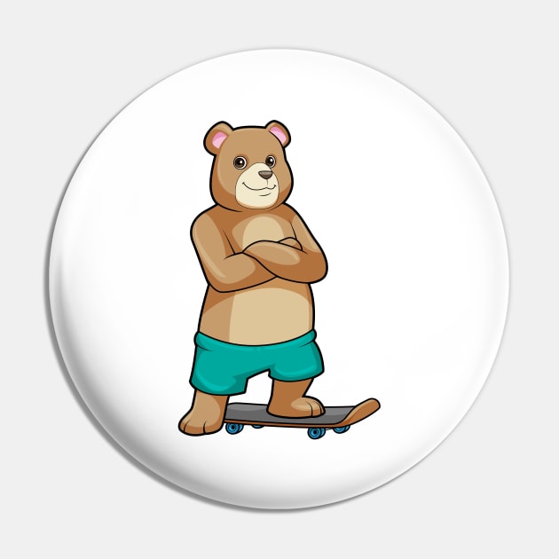 Bear as Skater with Skateboard Pin by Markus Schnabel