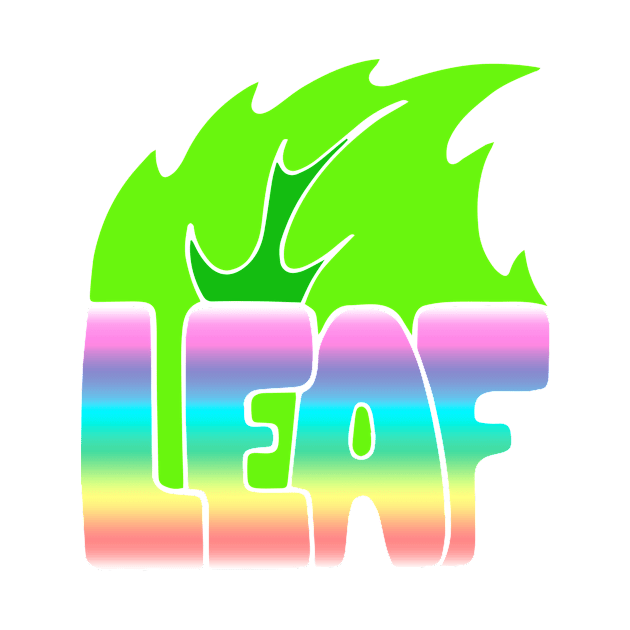 leaf of a tree, colored word "leaf" by Jlissenok