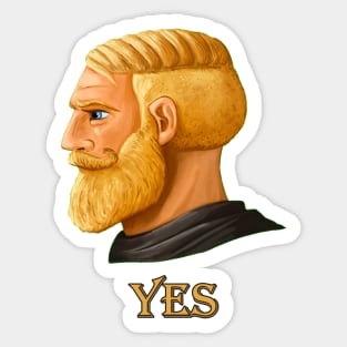 Nordic Chad Gamer Yes Dank Meme - Chad Meme - Sticker