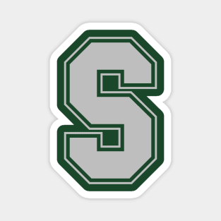 Monogram Grey Green College House Initial S Magnet