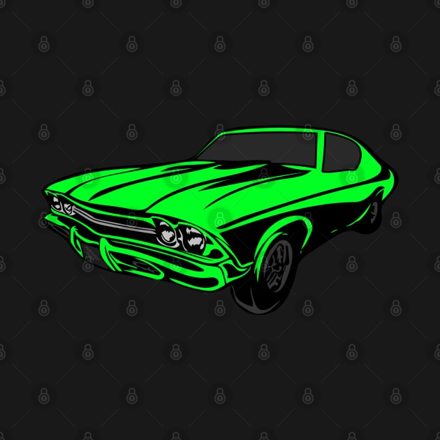 Green Neon Muscle Car by alexwestshop