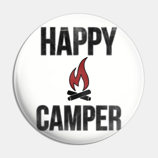 Distressed Happy Camper Camping Campfire Pin by charlescheshire