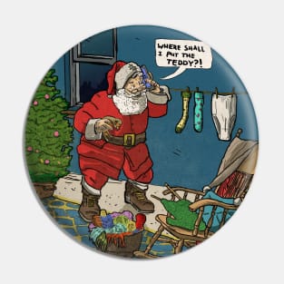 Funny Retro Santa Claus' Visit At Christmas Eve Pin