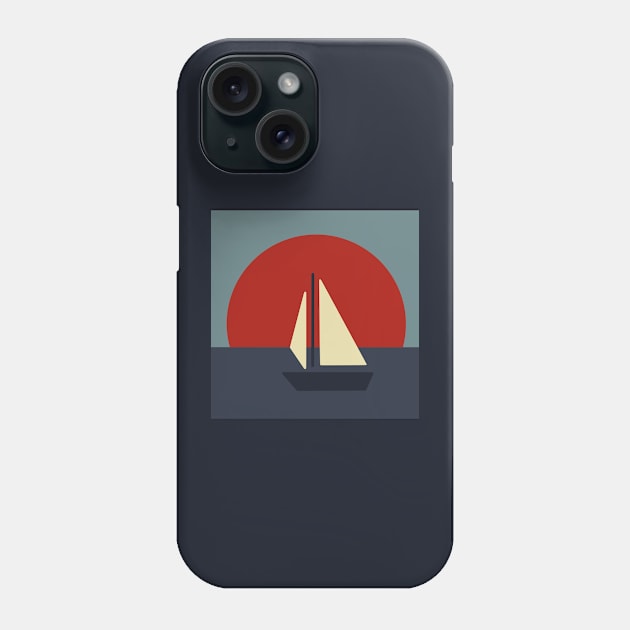 Retro Sailboat Red Phone Case by Sara