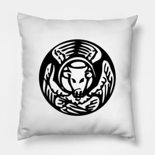 Winged Ox - white bkg Pillow