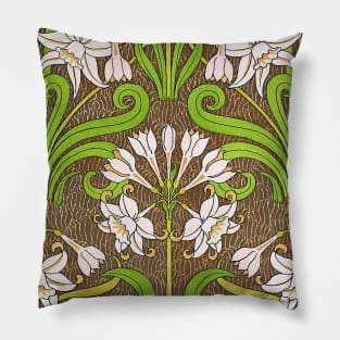 relief with vintage flowers in medieval style Pillow