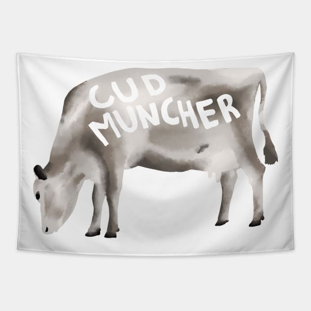 Cow Graffiti - Cud Muncher - Worzel Gummidge Tapestry by InflictDesign