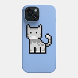 Pixel art of Cute Gray Cat Phone Case