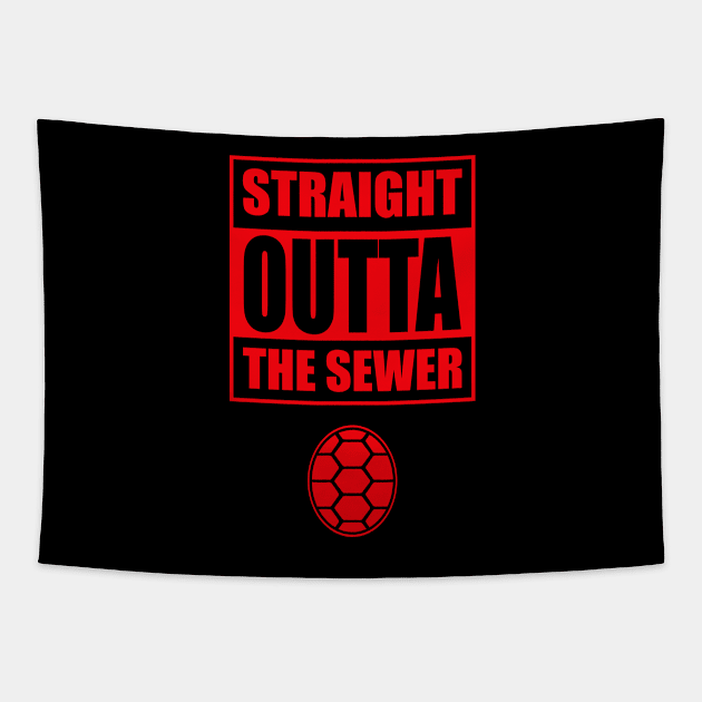 Straight Outta the Sewer RED Tapestry by old_school_designs