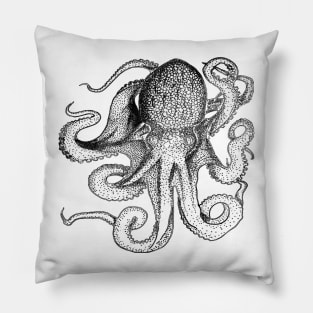 Octopus black line drawing Pillow