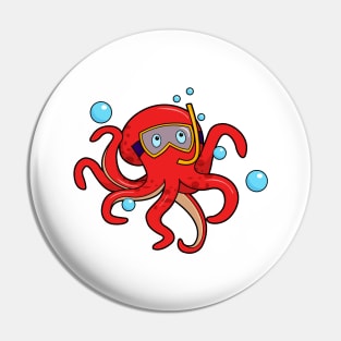 Octopus at Diving with Swimming goggles & Snorkel Pin