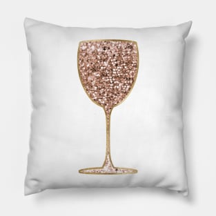 Wine - rose gold glitter Pillow