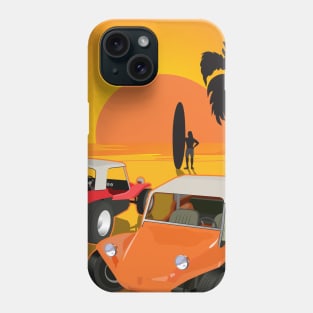 Red and Orange Dune Buggies on Beach w Sunset Phone Case