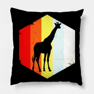 Giraffe Retro Distressed Style Pillow