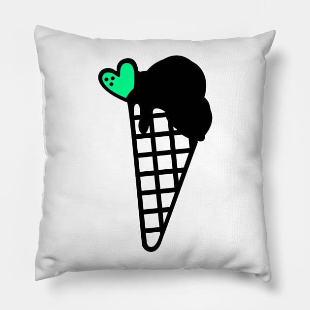 Snow Cone Icecream Black with Mint Pillow by XOOXOO