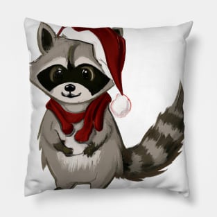 Cute Raccoon Drawing Pillow